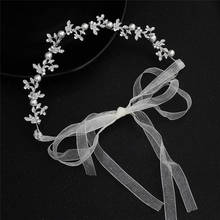 OKILY Handmade Pearl Hair Accessories for Women Alloy Leaf Headbands Wedding Hair Accessorie Crystal Bridal Bride Hair Ornaments 2024 - buy cheap