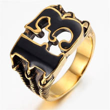 Классическое мужское кольцо, модное кольцо Lucky Number 13, готическое байкерское кольцо с драконом, черепом, кольцо из нержавеющей стали 2024 - купить недорого