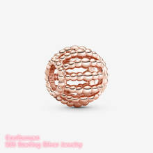 Mother's Day 100% 925 Sterling Silver Beaded Openwork Charm Rose Gold beads Fits Original Pandora bracelets Jewelry Making 2024 - buy cheap