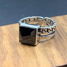 Bocaia anéis em prata pura masculino e feminino, conjunto de pedras preciosas quadradas, elegantes e personalizadas 2024 - compre barato