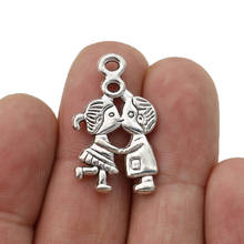10pcs Antique Silver Plated Kissing Boy Girl Charms Pendants for Jewelry Making Bracelet DIY Accessories 28x16mm 2024 - buy cheap
