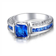 Anel de cor de prata anel de zircão tricolor princesa corte design da namorada presente de aniversário festa moda glamour jóias 2024 - compre barato