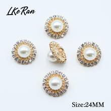10Pc 24MM Shank Pearl Crystal Buttons For Clothing Sewing Rhinestone Decorative Metal Flower Center Scrapbooking DIY Accessories 2024 - buy cheap
