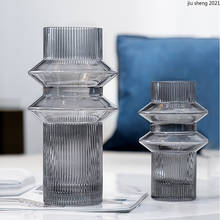 Роскошная стеклянная ваза в европейском стиле, прозрачные стеклянные полосы, может быть гидропонный цветок, декоративная ваза для гостиной и стола, домашний декор 2024 - купить недорого