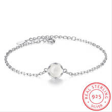 Simple 925 Sterling Silver Chain Bracelets Chalcedony Moonlight Stone Bracelets & Bangles For Women pulseira S-B97 2024 - buy cheap