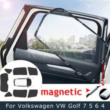Quebra-sol magnético para volkswagen vw golf 7, 5, 6, 4, acessório, malha, janela lateral, visor solar, isolamento, 7 peças 2024 - compre barato