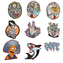 Rock Hip Hop Boy Patch DIY Embroidery Iron On Punk Patches For Clothes Flower Finger Clock Patch For Clothing Badges Applique 2024 - buy cheap