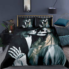 Fundas de edredón de calavera 3D, juegos de funda de edredón negra y fundas de almohada, ropa de cama completa doble, individual y doble, tamaño Queen Love the Skeleton 2024 - compra barato