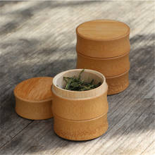 Pequena garrafa de armazenamento de bambu, pote organizador de chá de cozinha, caixa organizadora de tempero, tampa redonda, tambor de vedação para produto em massa, 1 peça 2024 - compre barato