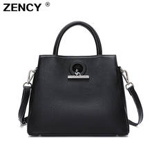 ZENCY-Bolso de mano de cuero de vaca auténtico para mujer, bandolera cruzada de lujo, 100% 2024 - compra barato