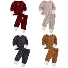 Conjuntos de ropa para bebé y niño de 0 a 24 meses, Tops de punto de manga larga con botón, camiseta, Leggings, pantalones, conjunto de trajes 2024 - compra barato