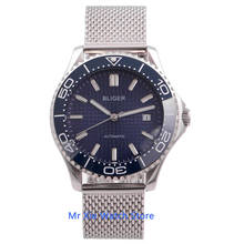 Bliger 41mm Blue Dial Miyota Automatic Mechanical Mens Watch Luminous Waterproof Military Calendar Clock Wristwatch Men 2024 - buy cheap