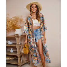 Kimono largo de media manga con estampado bohemio para mujer, ropa Retro de talla grande para verano, Tops y blusas Vintage, A855 2024 - compra barato