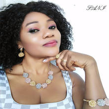 Fani mulheres Nigerianas casamento custume jóias Moda Africano beads jewelry set marca Dubai Conjuntos de Jóias de Ouro-colorido Atacado 2024 - compre barato