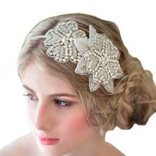 Handmade nupcial headband cristal flor nupcial hairbands casamento do vintage acessórios para o cabelo nupcial do baile de formatura coroa 2024 - compre barato
