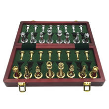 New Easytoday Metal Glossy Golden and Silver Chess Pieces Solid Wooden Folding Chess Board High Grade Professional Chess Games S 2024 - buy cheap