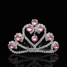 Tocado de corona pequeña dulce y lindo, peine de acrílico rosa, peine de inserción, accesorios para el cabello, horquilla de princesa 2024 - compra barato