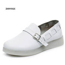2021 New Fashionable Spring White Nurse Shoes Flat Soft Sole Wear Comfortable Loose Black Work Shoes Thick Bottom Woman Flats 2024 - buy cheap