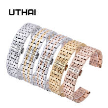 Ремешок UTHAI S01 для женских часов, металлический модный серебристый браслет из нержавеющей стали, роскошный браслет для наручных часов, 20 мм, 22 мм 2024 - купить недорого