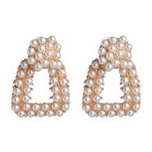 ZA Bohemian Elegant Pearl Earrings for Women Punk Fashion Metal Gold Color Geometric Drop Earrings Jewelry Gift Wholesale 2024 - buy cheap