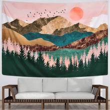 Mountain Tapestry Forest Tree Tapestry Sunset Tapestry Nature Landscape Tapestry Wall Hanging for Room(51.2 x 59.1 inches) 2024 - buy cheap