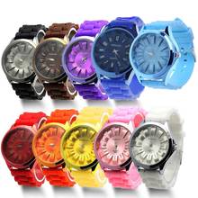 Geneva relógio de pulso de silicone unissex, relógio de pulso esportes de quartzo gel gelatinoso 2024 - compre barato