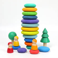 Brinquedos infantis de madeira, blocos de construção criativos de arco-íris, brinquedos para bebês de tamanho grande, brinquedos montessori educativos, presentes 2024 - compre barato