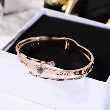 Браслет YUN RUO, браслет из титановой стали цвета розового золота на 100 языках, подарок на день рождения 2024 - купить недорого