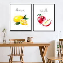 Pintura en lienzo de manzana, limón, pera, fruta para pared de cocina, carteles nórdicos e impresiones, imágenes de pared de dibujos animados para decoración de sala de estar 2024 - compra barato