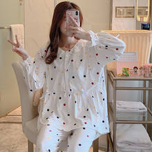 Fdfklak-Pijama de algodón para mujeres embarazadas, traje de Casa de manga larga, camisón de 2 piezas para embarazo y M-XXL 2024 - compra barato