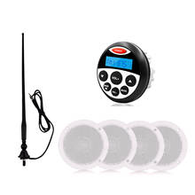 Radio Marina Estéreo con Bluetooth, receptor multimedia con reproductor MP3, 2 pares de altavoces impermeables de 4 pulgadas y antena FM AM para barco, ATV y SPA 2024 - compra barato