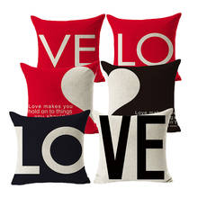 Valentine's Day Love Linen Decorative Pillows Cases Wedding Red Gift Bed Sofa Cushions Cover Wholesale Customization Home Decor 2024 - buy cheap