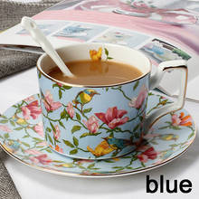 Osso china conjuntos de xícara de café colorido borboleta cerâmica xícaras de chá e pires escritório britânico xícara de chá porcelana agradável presente 2024 - compre barato