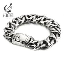 Fongten Vintage Curb Cuban Heavy Bracelet Stainless Steel Link Chain Punk Charm Male Bracelets Jewlery 2024 - buy cheap