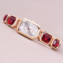 Melissa Lady-reloj de lujo para mujer, pulsera elegante con diamantes de imitación rojos grandes, hora de moda, Reloj de cristal, caja de regalo de cumpleaños para niña 2023 - compra barato