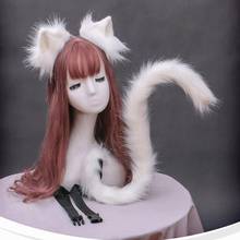 Diadema con orejas de zorro y gato Lolita para mujer, tocado de cola de felpa, accesorios de Cosplay de Anime, conjunto de orejas de gato, accesorios para el cabello 2024 - compra barato