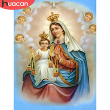 HUACAN Full Square Round Diamond Painting Religious Needlework Diamond Embroidery Virgin Mary Kids Cross Stitch Home Decoration 2024 - buy cheap