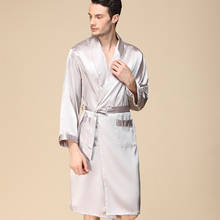 FZSLCYIYI Silk Long Sleeve Nightgown Bathrobe Kimono Homewear Bath Gown Male Sexy Rayon Men Solid Color Sleepwear 2024 - buy cheap