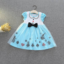 Платье Принцессы Диснея для девочек; Детские платья для девочек; рождественское платье; вечерние костюмы с изображением Алисы; Одежда для девочек; хороший дизайн; WD2618 2024 - купить недорого
