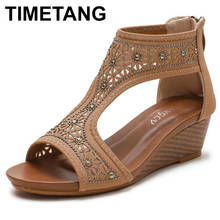 TIMETANGSummer-Sandalias ortopédicas de Punta abierta para mujer, zapatos Retro de plataforma informales de cuero transpirable, antideslizantes, Vintage 2024 - compra barato