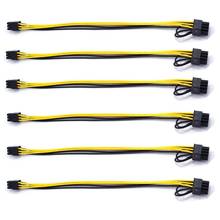 Лидер продаж-6 упаковок 6 Pin Male к 8 Pin (6 + 2) Male PCIe адаптер кабель питания PCI Express Удлинительный кабель для видеокарты 30 см 2022 - купить недорого