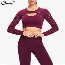 2020 New Women Sports Suit Seamless Yoga Set Workout Gym High Waist Leggings Long Sleeve Crop Tops Mesh Fashion Fitness Clothing 2024 - buy cheap