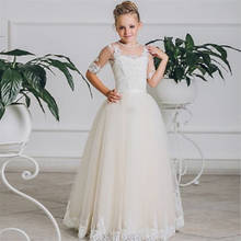 Elegant Flower Girl Dresses Half sleeve Lace Applique Fluffy Tulle Ball Gown Birthday Party Pageant First Holy communion Dresses 2024 - buy cheap