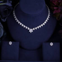 Conjunto de pendientes y collar de circonita transparente y brillante, conjunto de joyería nupcial, accesorios de vestido de boda 2024 - compra barato