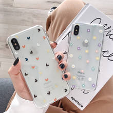 Casos de telefone claro macio para iphone 11 pro x xs max xr 6 6s 7 8 plus caso floral amor coração transparente simples silicone capa traseira 2024 - compre barato