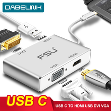 Cable USB C a HDMI DVI VGA USB tipo c macho a HDMI/ DVI/VGA/USB hembra 4K 1080P, adaptador de Cable multipuerto para Dell XPS Acer 2024 - compra barato