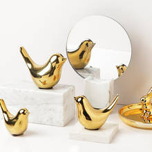Nordic Ceramic Plating Golden Bird Figurines Home Decoration Living Room Study Decorative Animal Sculpture Modern Art Ornaments 2024 - buy cheap