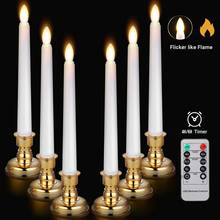6 Pack LED Window Candles with Removable Candle Holders Operated Flameless Taper Candles with Remote Timer(Gold Base) 2024 - buy cheap