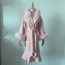 Winter fashion women woolen blends coat real fox fur collar cashmere coat female Fishtail design slim outerwear F923 2024 - buy cheap