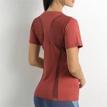 Back Mesh Yarn Breathable Gym Workout Sport T Shirt Women Yoga Top Summer Short Sleeve Running Training Fitness Tee Shirt Femme 2024 - buy cheap